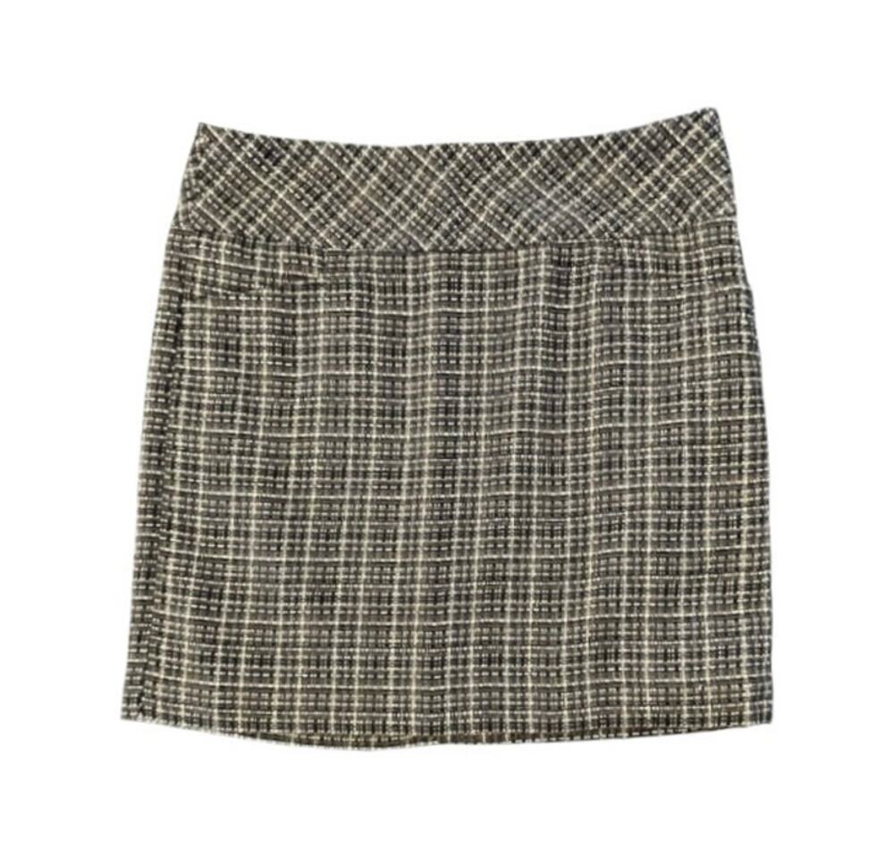 Ann Taylor LOFT Multicolor Woven Tweed Back Zip Mini Skirt Preppy Textured SZ 6
